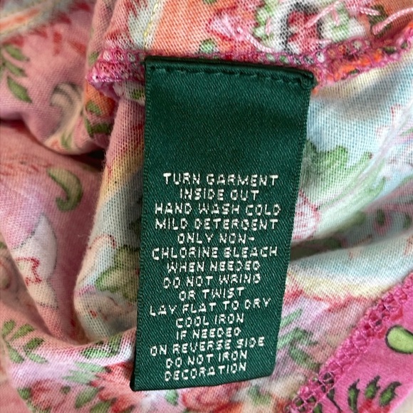 Lauren Ralph Lauren Tshirt Paisley Short Sleeve 100% Cotton Size Large - Picture 4 of 4